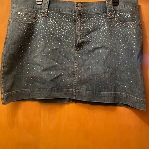 Studded Denim Mini Skirt